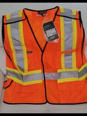 High-Visibility Orange Safety Vest with Reflective Striping